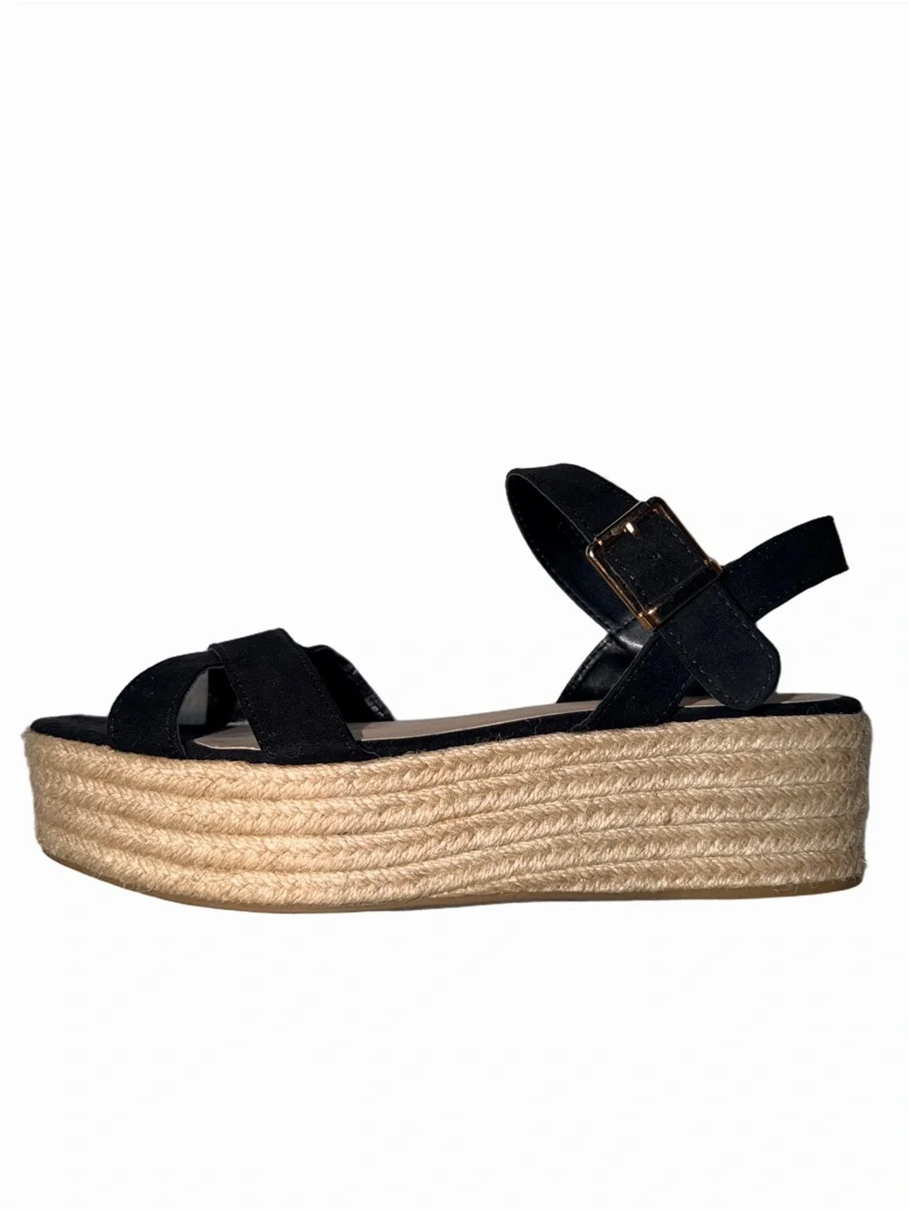 Bamboo Black Espadrille Platform Sandals – Women’s Size 10